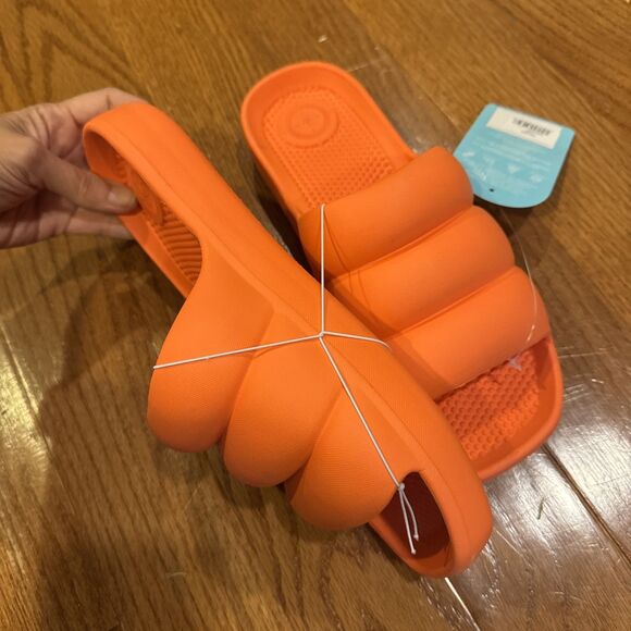 Totes Everywear Slides Sandals Summer Orange Womens Size 11  NEW - Picture 7 of 8